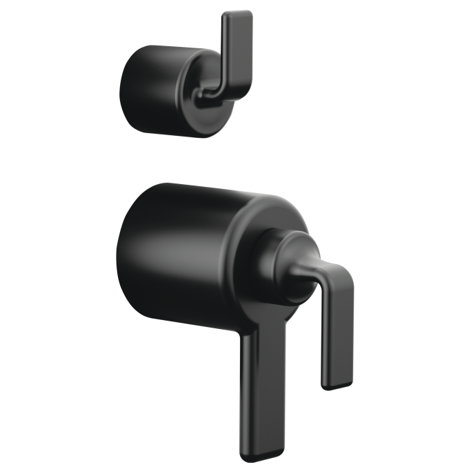 BRIZO Allaria TempAssure Thermostatic Valve Trim with Integrated Diverter Trim Twist Lever Handle Kit — Matte Black