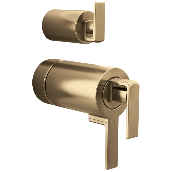 BRIZO Frank Lloyd Wright TempAssure Thermostatic Valve with Integrated Diverter Trim Gap Lever Handle Kit — Luxe Gold