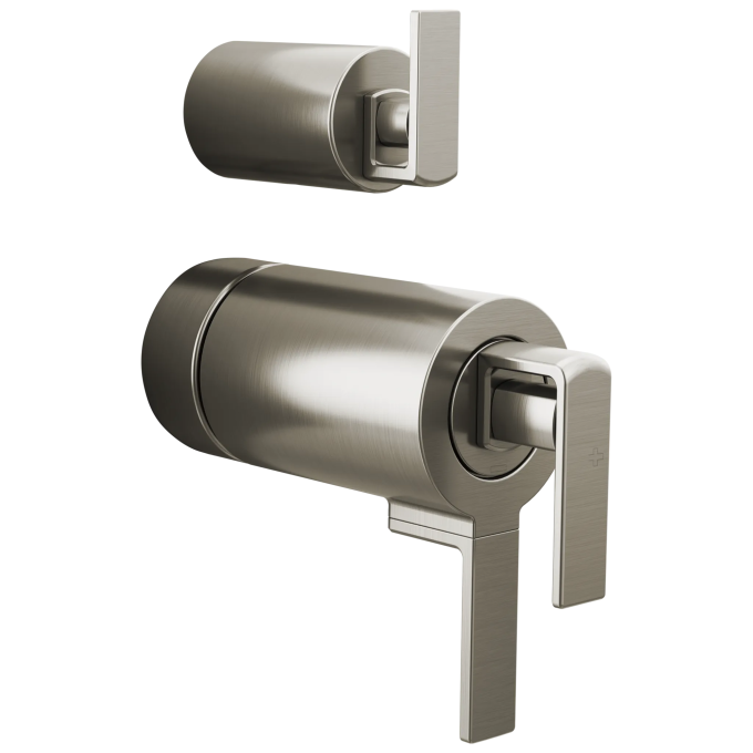 BRIZO Frank Lloyd Wright TempAssure Thermostatic Valve with Integrated Diverter Trim Gap Lever Handle Kit — Luxe Nickel