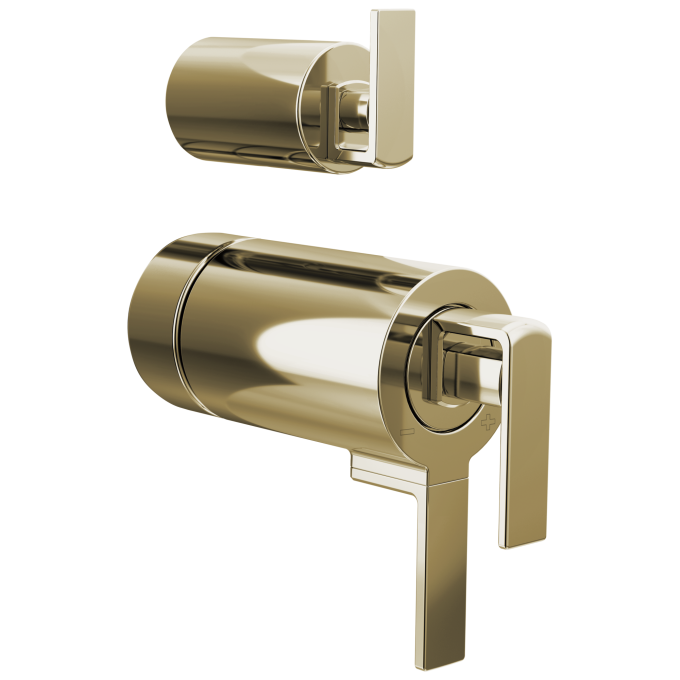 BRIZO Frank Lloyd Wright TempAssure Thermostatic Valve with Integrated Diverter Trim Gap Lever Handle Kit — Polished Nickel