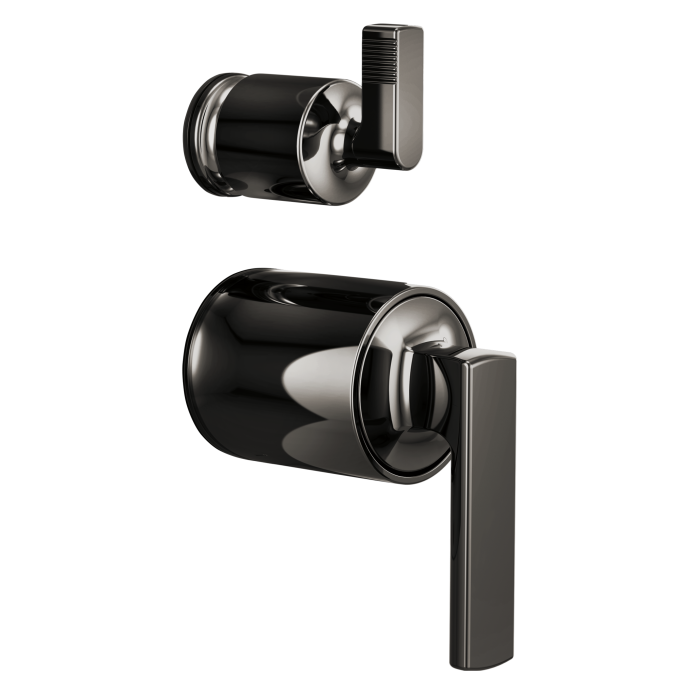 BRIZO Kintsu Pressure Balance Valve with Integrated Diverter Trim Lever Handle Kit — Brilliance Black Onyx