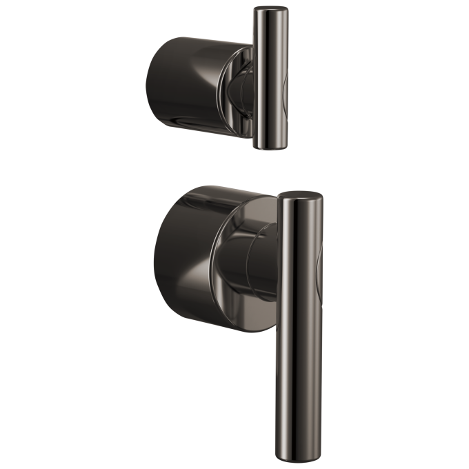 BRIZO Roccesco Pressure Balance Valve with Integrated Diverter Trim Lever Handle Kit — Brilliance Black Onyx