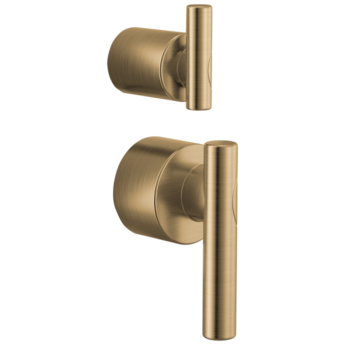 BRIZO Roccesco Pressure Balance Valve with Integrated Diverter Trim Lever Handle Kit — Luxe Gold
