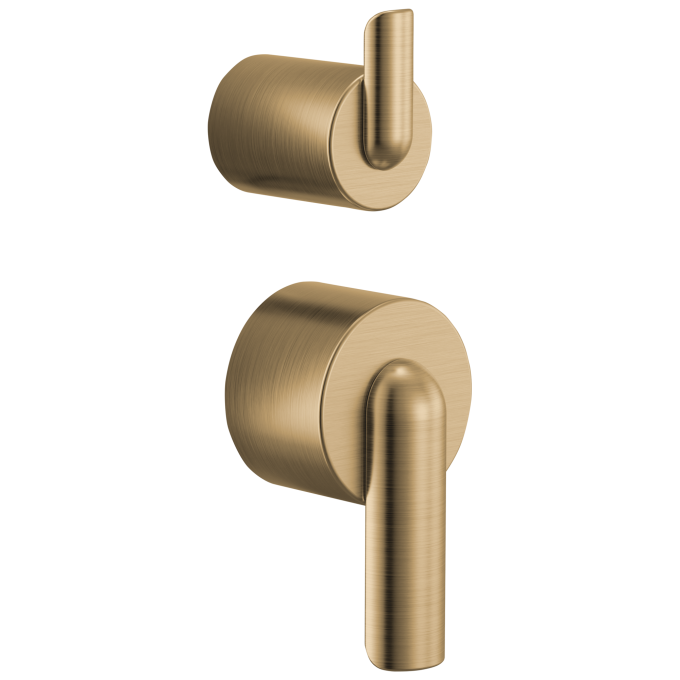 BRIZO Roccesco Pressure Balance Valve with Integrated Diverter Trim Bent Lever Handle Kit — Luxe Gold