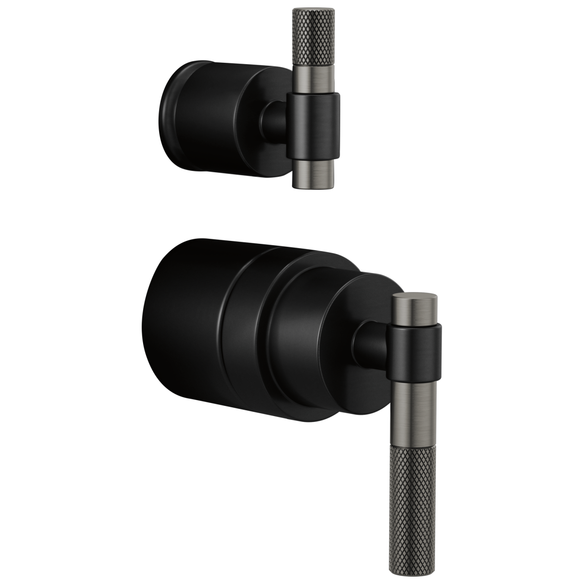 BRIZO Litze Pressure Balance Valve Trim Handle Kit - T-Lever — MATTE BLACK/LUXE STEEL