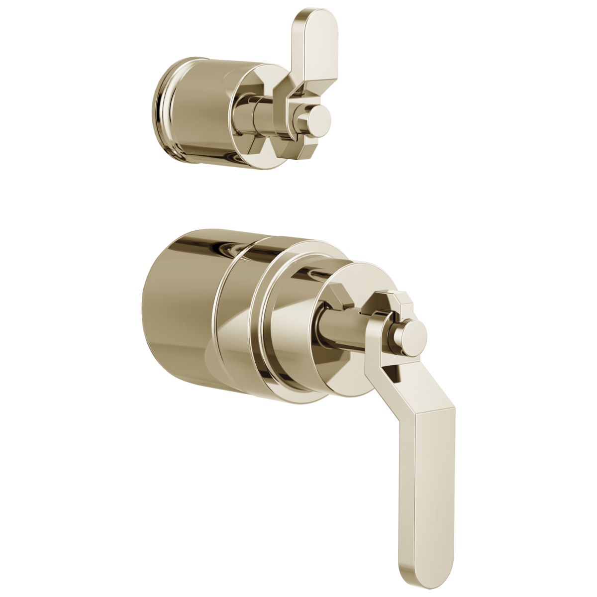 BRIZO Litze Pressure Balance Valve with Integrated Diverter Trim Industrial Lever Handle Kit — Polished Nickel