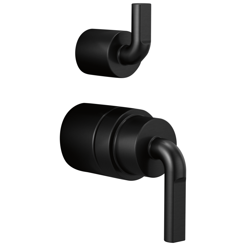 BRIZO Litze Pressure Balance Valve With Diverter Trim Handle Kit - Notch Lever — Matte Black