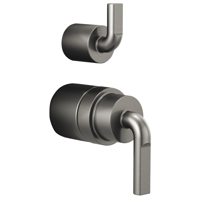 BRIZO Litze Pressure Balance Valve with Integrated Diverter Trim Notch Lever Handle Kit — Luxe Steel