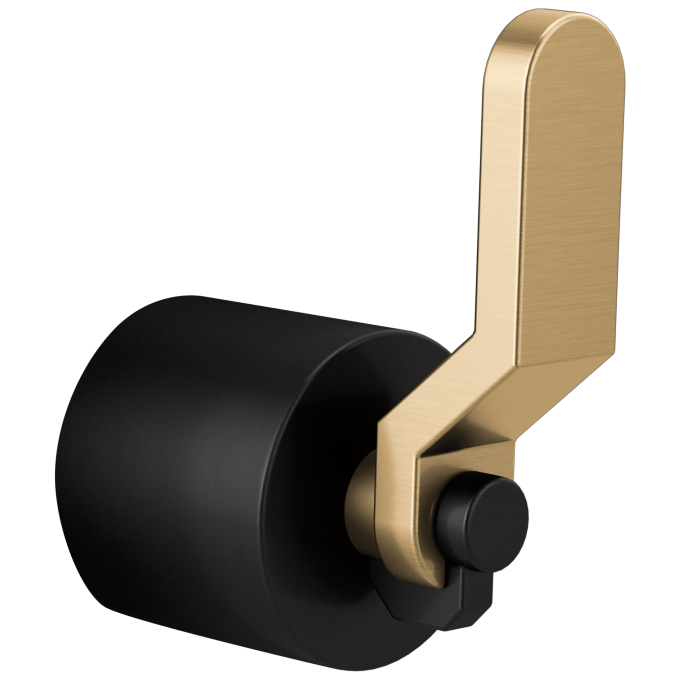 BRIZO Litze 3 And 6 Setting Diverter Trim Handle Kit - Industrial Lever — Matte Black/Luxe Gold