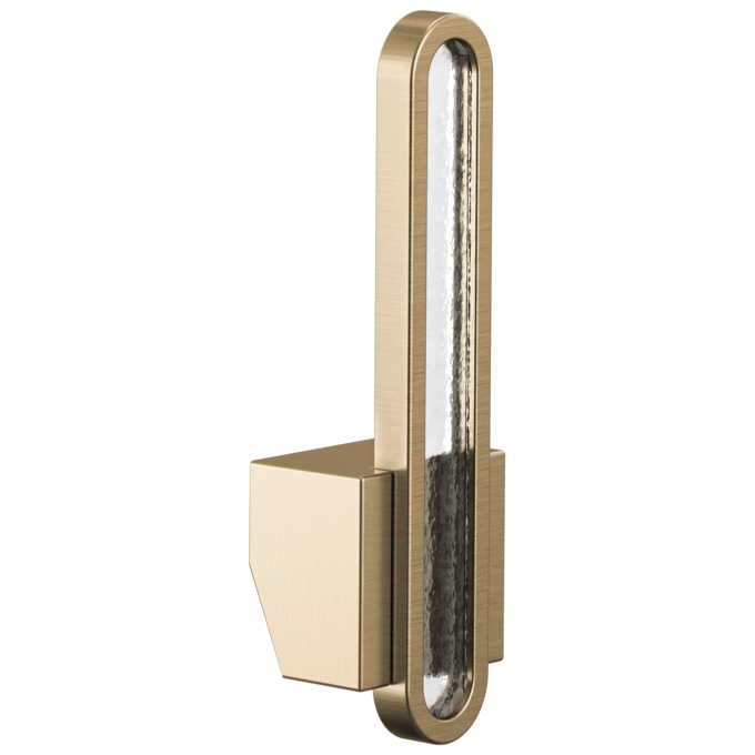 BRIZO Frank Lloyd Wright Pull-Down Kitchen Faucet Arc Lever with Glass Inlay Handle Kit​ — Luxe Gold / Clear Acrylic