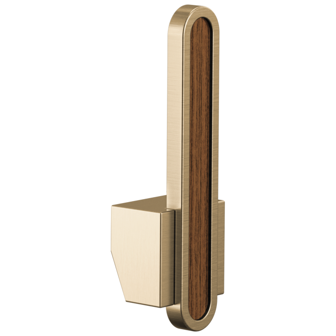 BRIZO Frank Lloyd Wright Pull-Down Kitchen Faucet Arc Lever with Wood Inlay Handle Kit​ — Luxe Gold / Wood