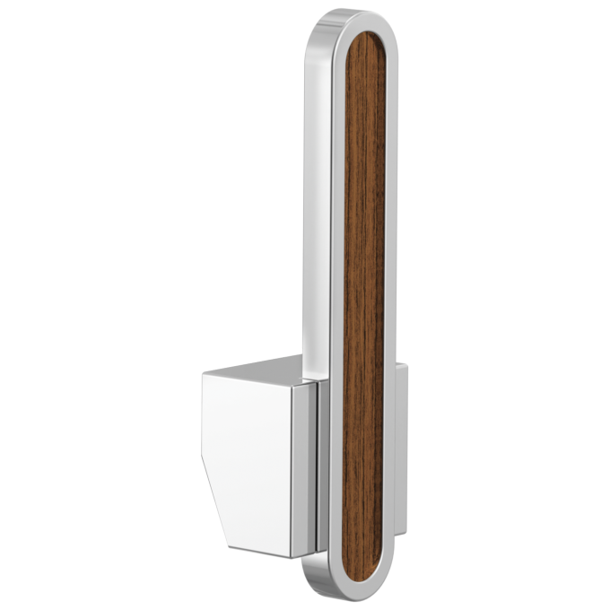BRIZO Frank Lloyd Wright Pull-Down Kitchen Faucet Arc Lever with Wood Inlay Handle Kit​ — Polished Chrome / Teak Wood
