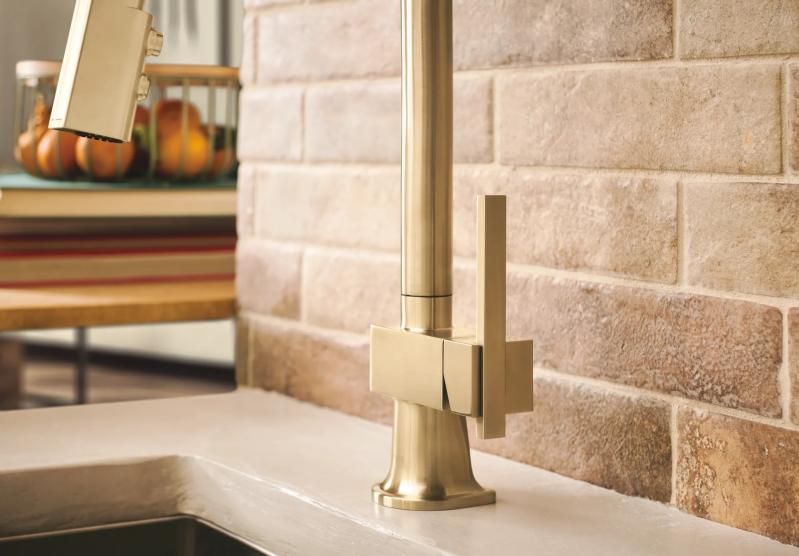 BRIZO Frank Lloyd Wright Pull-Down Kitchen Faucet Offset Lever Handle Kit​ — Luxe Gold