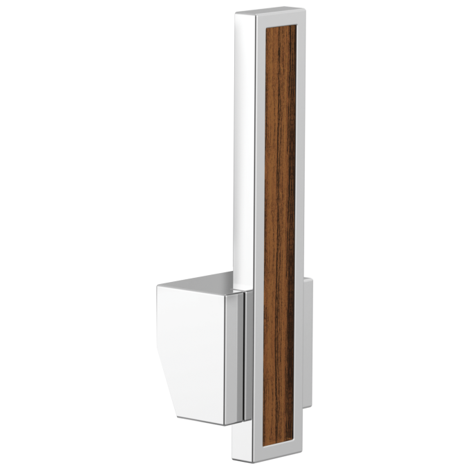 BRIZO Frank Lloyd Wright Pull-Down Kitchen Faucet Lever with Wood Inlay Handle Kit​ — Polished Chrome / Teak Wood
