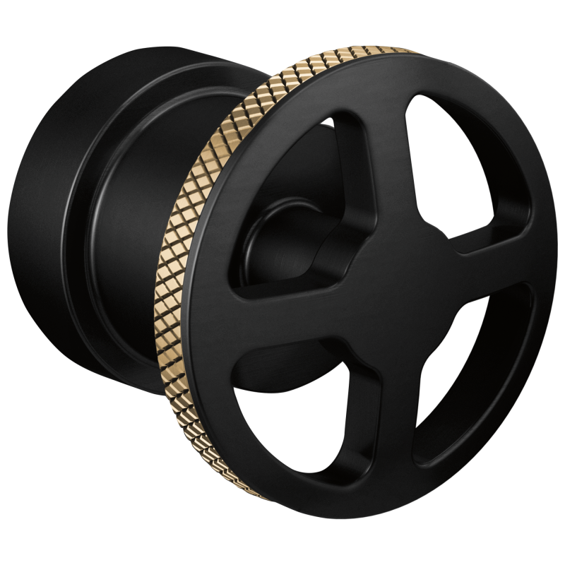 BRIZO Litze Pressure Balance Valve Trim Handle Kit - Wheel — Matte Black/Luxe Gold