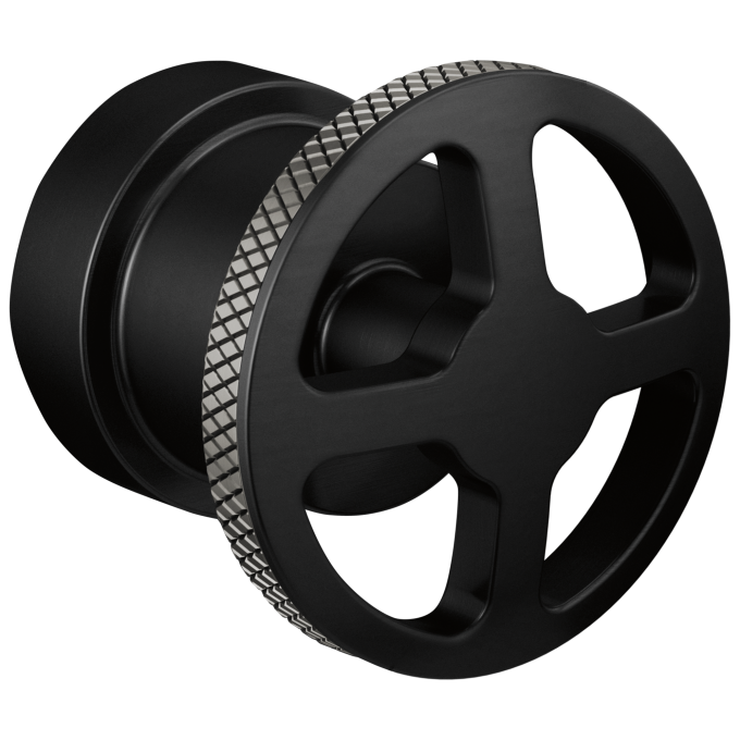BRIZO Litze Pressure Balance Valve Trim Handle Kit - Wheel — MATTE BLACK/LUXE STEEL