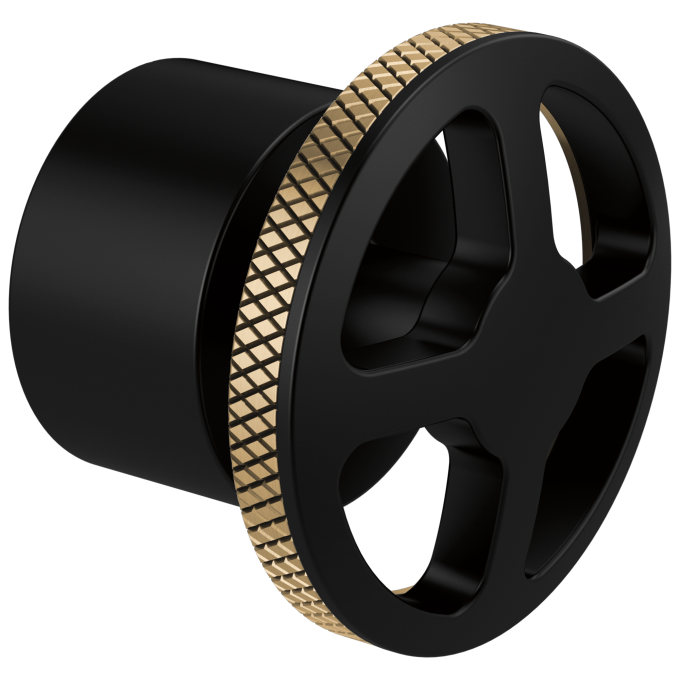 BRIZO Litze Single-Handle Freestanding Tub Filler Handle Kit - Wheel — Matte Black/Luxe Gold
