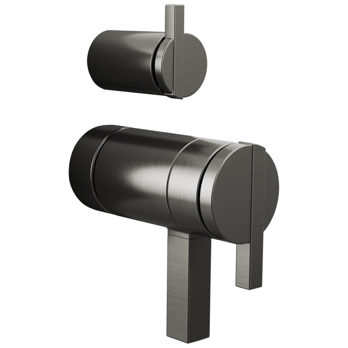 BRIZO Frank Lloyd Wright TempAssure Thermostatic Valve with Integrated Diverter Trim Lunar Handle Kit — Luxe Steel