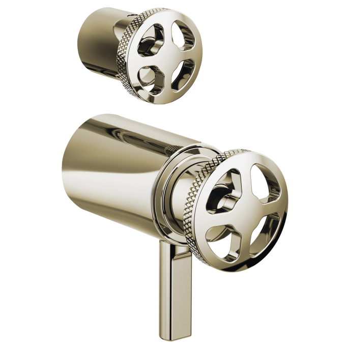 BRIZO Litze TempAssure Thermostatic Valve with Integrated Diverter Wheel Handle Kit — Polished Nickel