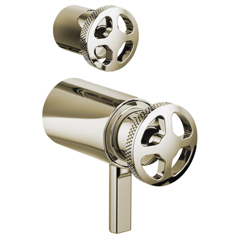 BRIZO Litze TempAssure Thermostatic Valve with Integrated Diverter Wheel Handle Kit — Polished Nickel