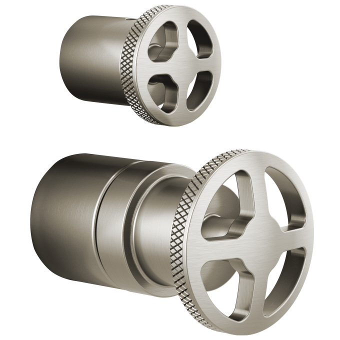 BRIZO Litze Pressure Balance Valve with Integrated Diverter Trim Wheel Handle Kit — Luxe Nickel