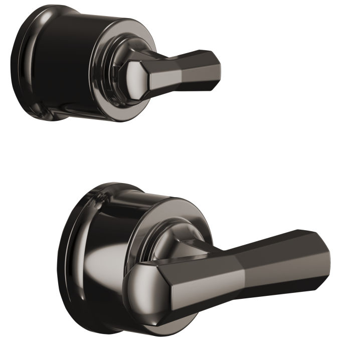 BRIZO Beauclere Pressure Balance Valve with Integrated Diverter Trim Cross Handle Kit — Brilliance Black Onyx