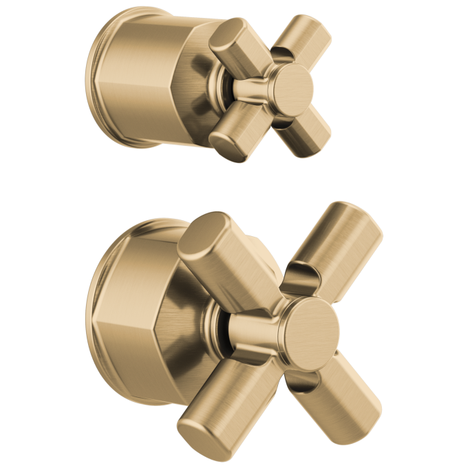 BRIZO Invari Pressure Balance Valve with Integrated Diverter Trim Cross Handle Kit — Luxe Gold