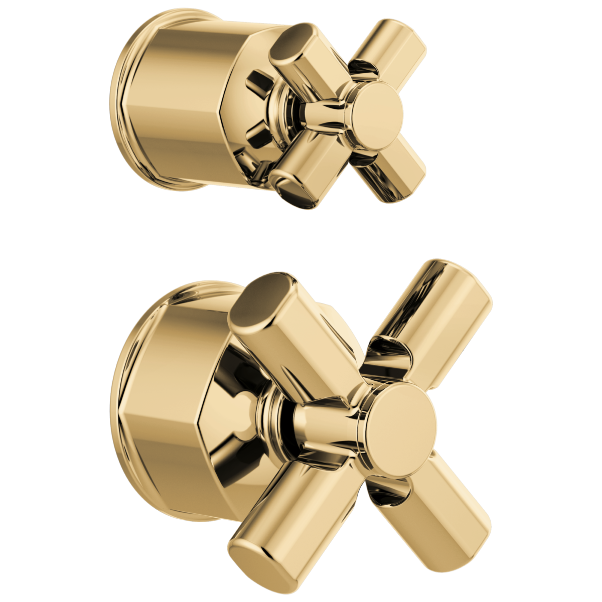 BRIZO Invari Pressure Balance Valve with Integrated Diverter Trim Cross Handle Kit — Polished Gold