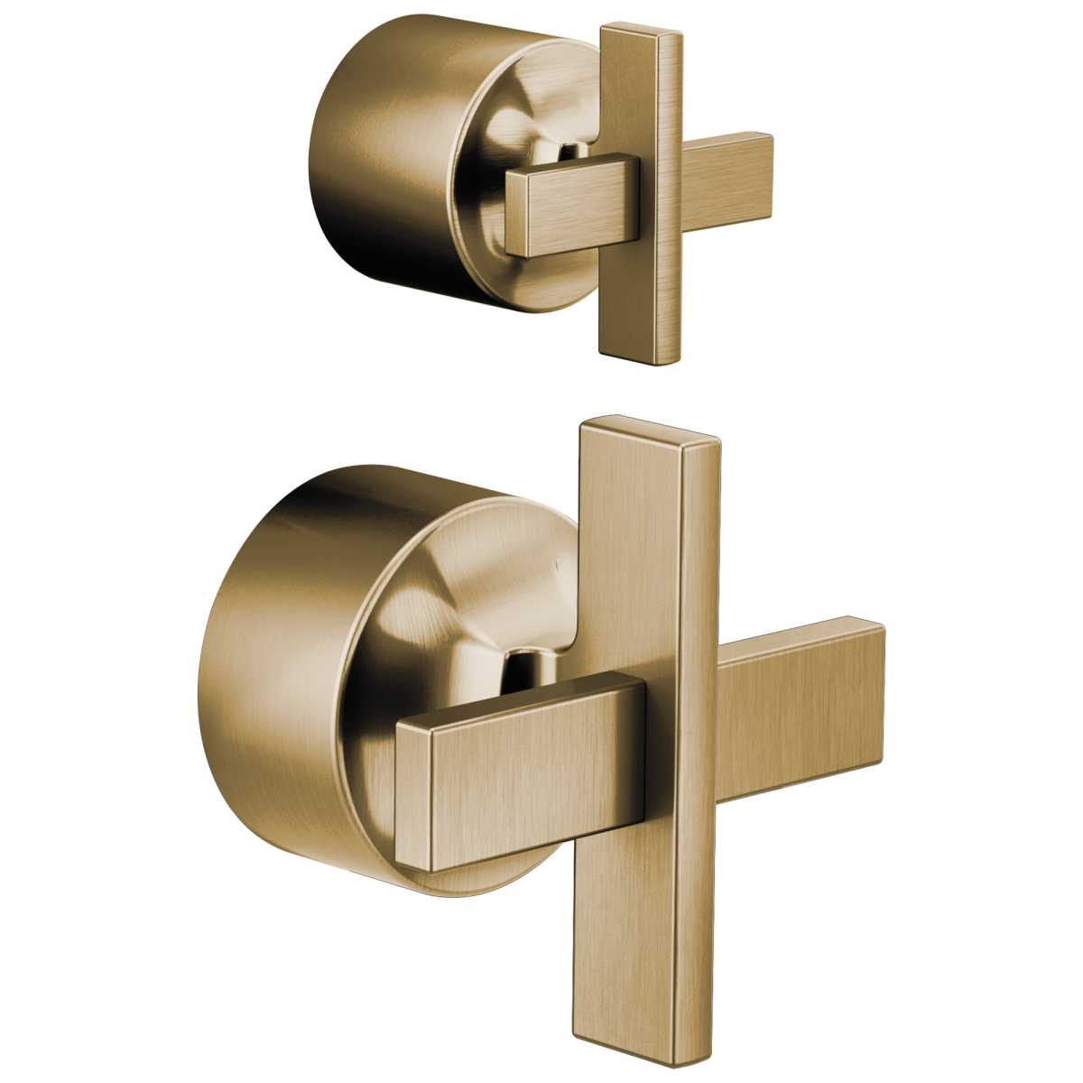 BRIZO Levoir Pressure Balance Valve with Integrated Diverter Trim Cross Handle Kit — Luxe Gold