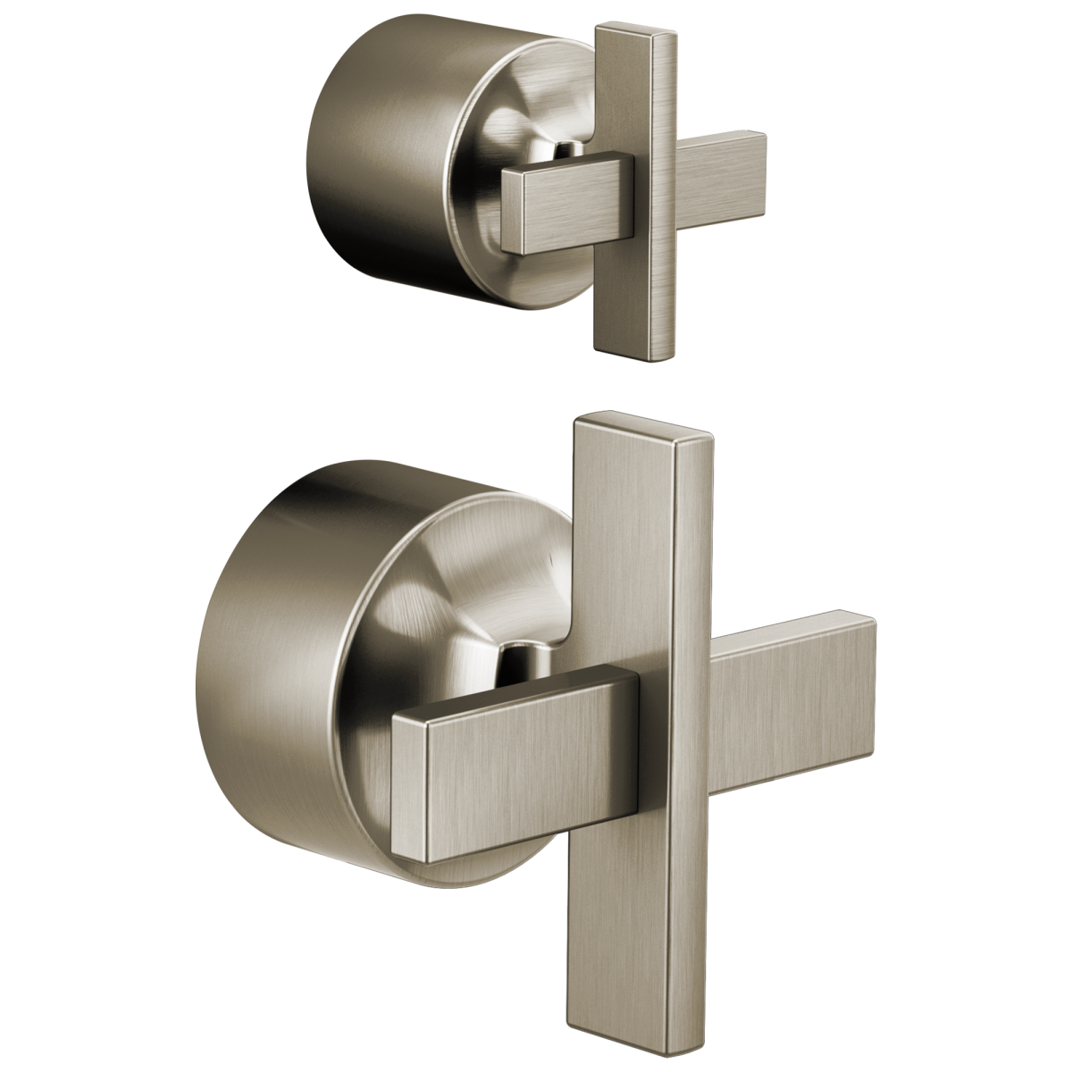 BRIZO Levoir Pressure Balance Valve with Integrated Diverter Trim Cross Handle Kit — Luxe Nickel