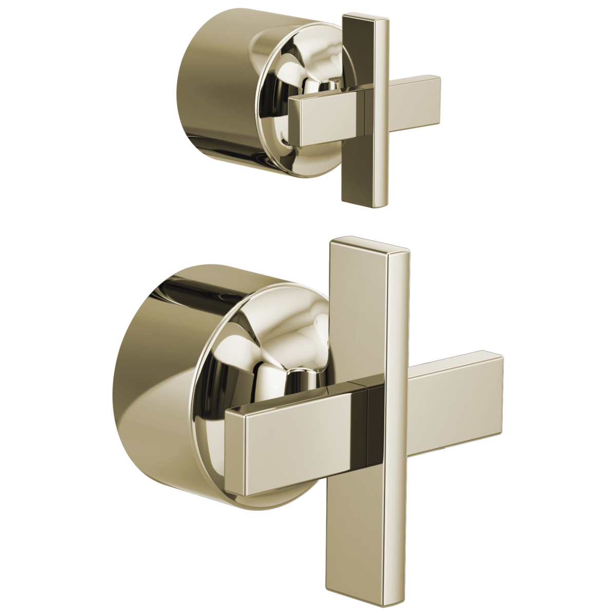 BRIZO Levoir Pressure Balance Valve with Integrated Diverter Trim Cross Handle Kit — Polished Nickel