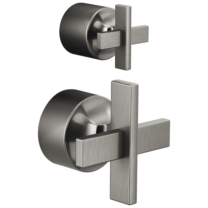 BRIZO Levoir Pressure Balance Valve with Integrated Diverter Trim Cross Handle Kit — Luxe Steel