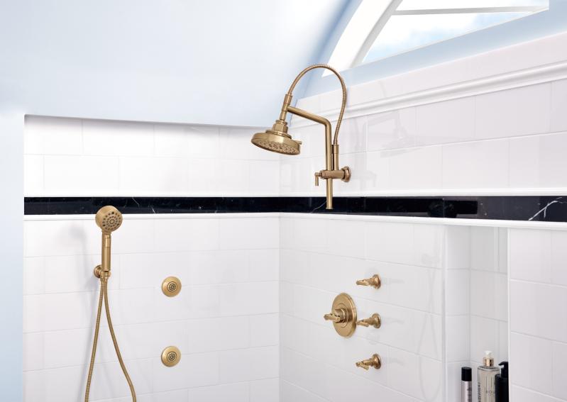 BRIZO Invari H2OKINETIC Multi-Function Wall Mount Handshower — Luxe Gold