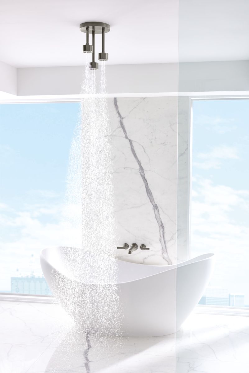 BRIZO Levoir Two-Handle Wall Mount Tub Filler Lever Handle Kit — Luxe Steel