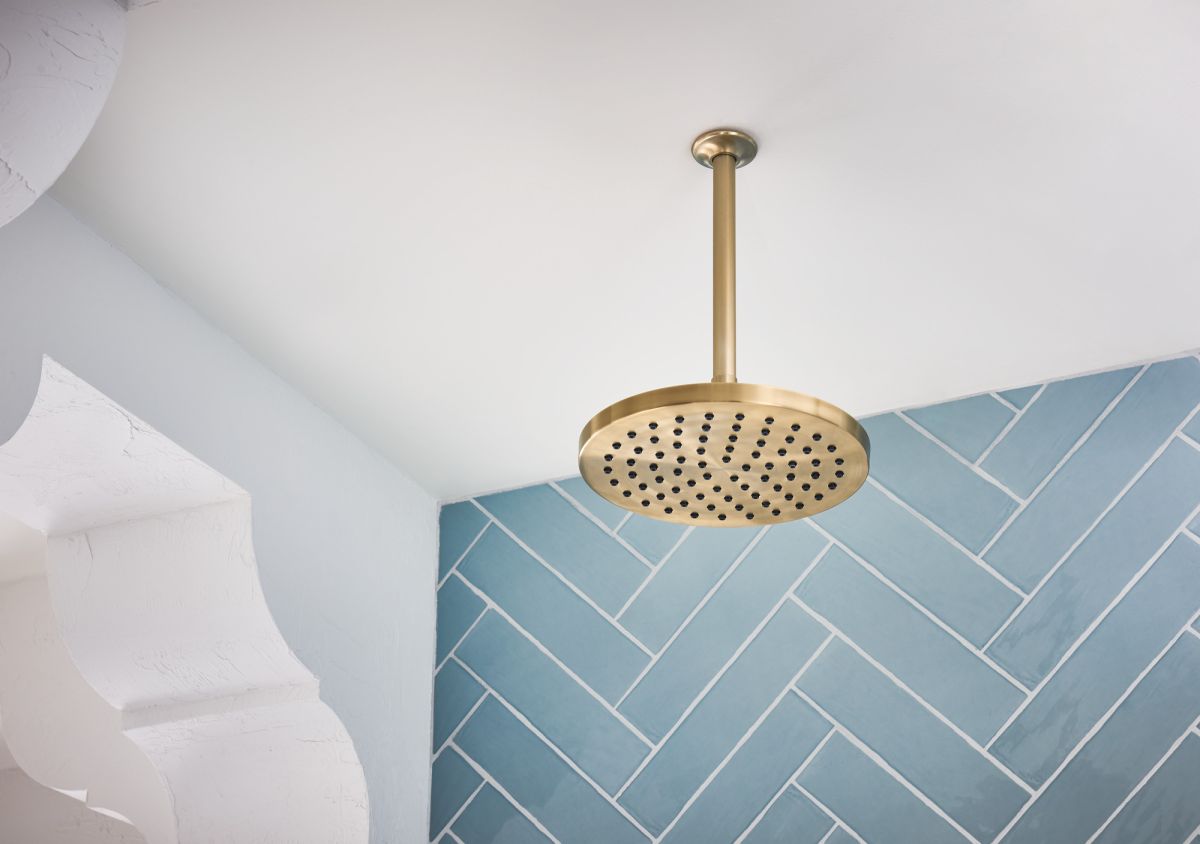 BRIZO Essential Shower 10" Linear Round Single-Function Raincan Shower Head - 1.75 GPM — Luxe Gold