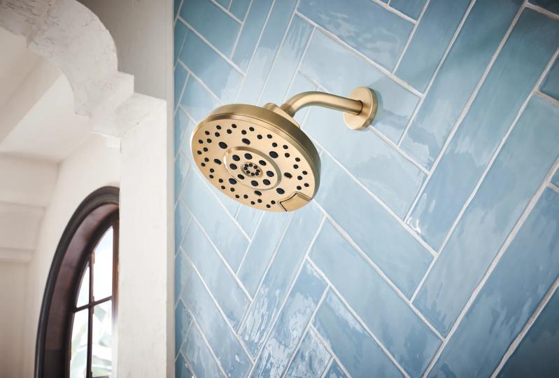 BRIZO Levoir H2OKINETIC Round Multi-Function Showerhead — Luxe Gold