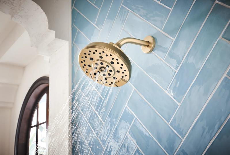 BRIZO Levoir H2OKINETIC Round Multi-Function Showerhead — Luxe Gold