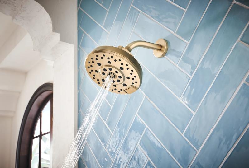BRIZO Levoir H2OKINETIC Round Multi-Function Showerhead — Luxe Gold