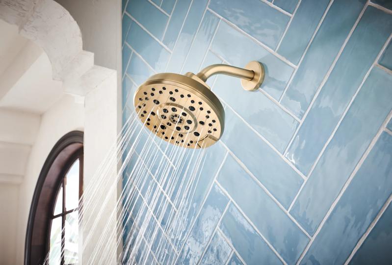 BRIZO Levoir H2OKINETIC Round Multi-Function Showerhead — Luxe Gold