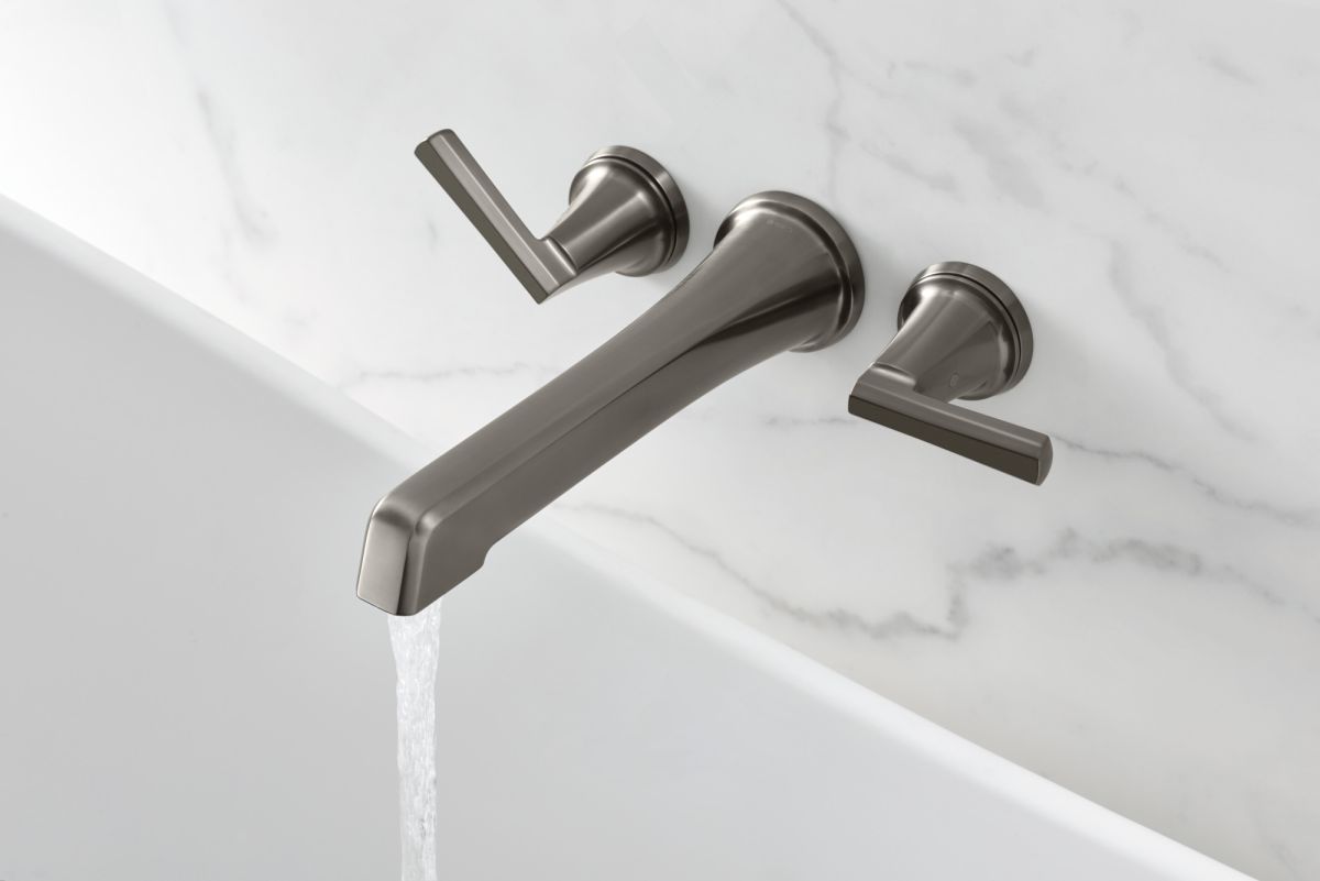 BRIZO Levoir Two-Handle Wall Mount Tub Filler Lever Handle Kit — Luxe Steel