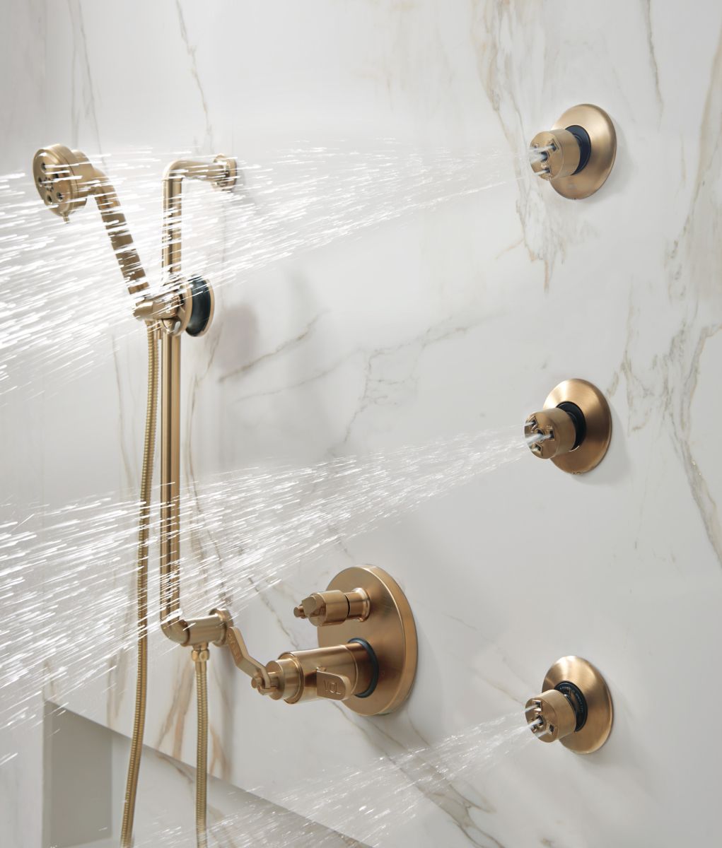 BRIZO Litze TempAssure Thermostatic Valve with 6-Function Diverter Trim - Less Handles — Luxe Gold