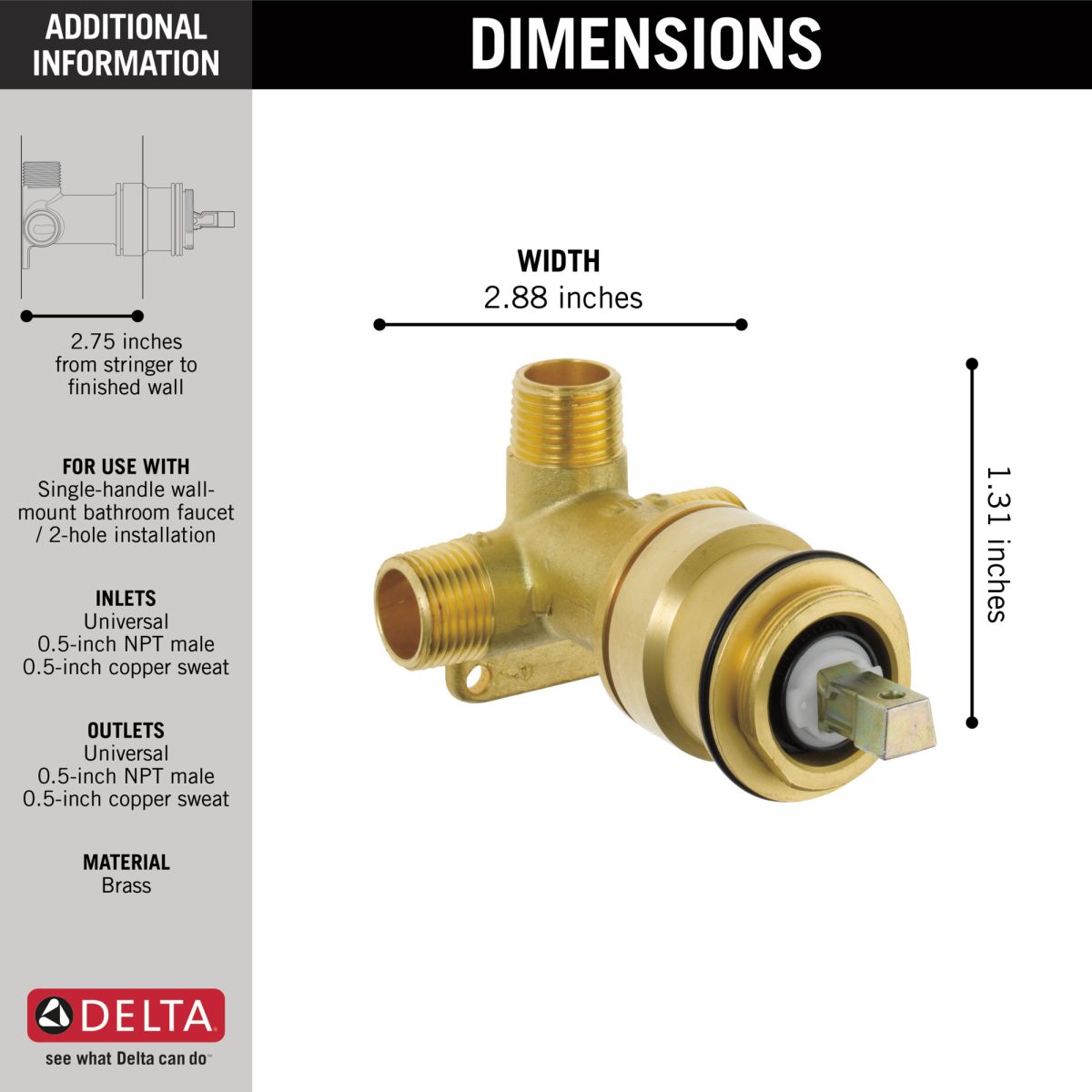 DELTA Tesla Single Handle Wall Mount Rough — Not Applicable