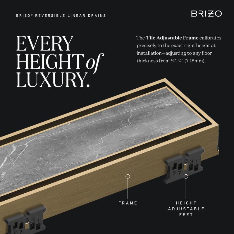 BRIZO 48" Reversible Linear Shower Drain — Luxe Nickel