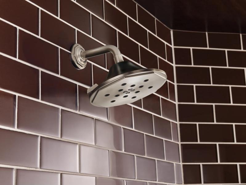 BRIZO Rook 8” H2Okinetic Round Multi-Function Wall Mount Showerhead — Luxe Nickel  /Matte Black
