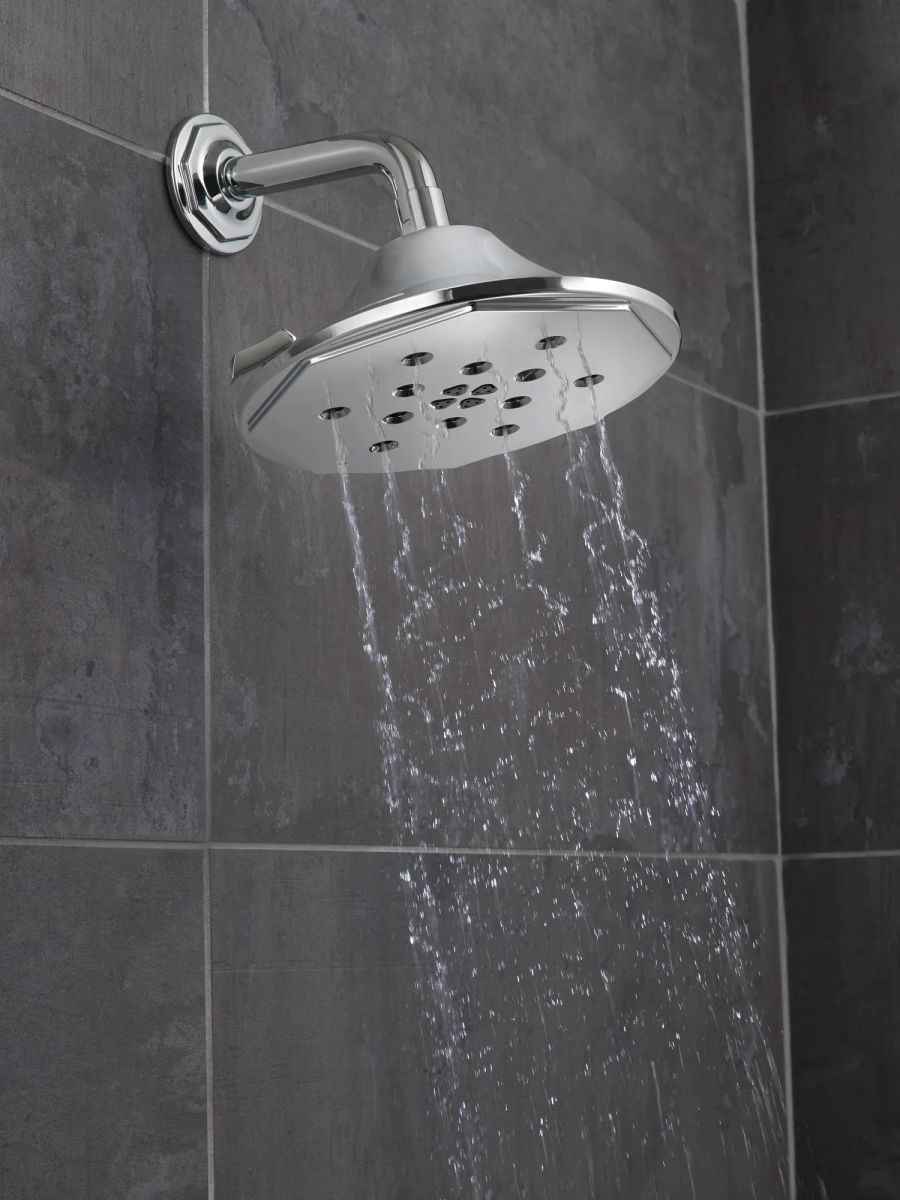 BRIZO Rook 8” H2Okinetic Round Multi-Function Wall Mount Showerhead — Chrome