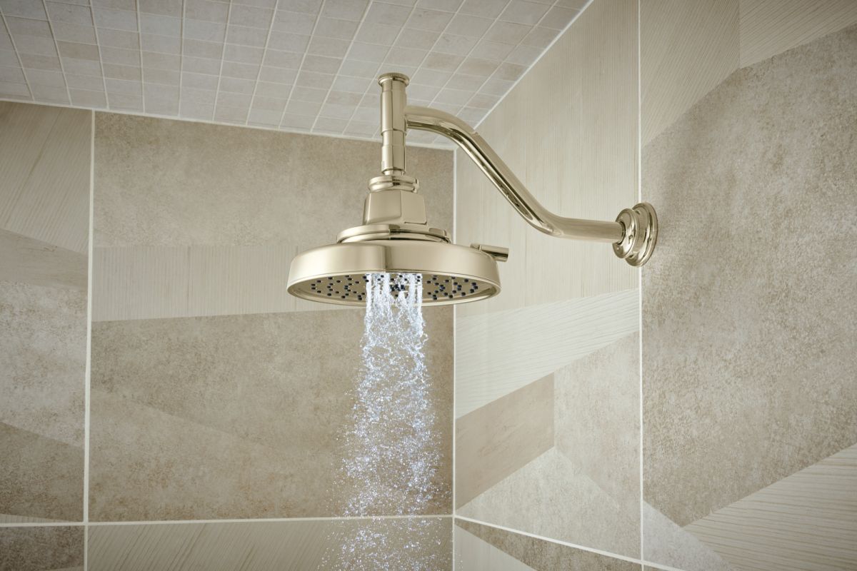 BRIZO Invari 7 5/8” H2Okinetic Round Multi-Function Shower Head - 2.5 GPM — Polished Nickel