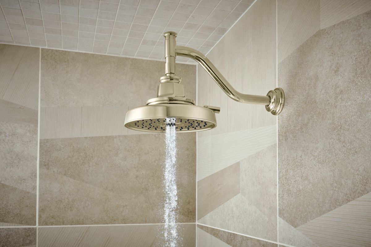 BRIZO Invari 7 5/8” H2Okinetic Round Multi-Function Shower Head - 2.5 GPM — Polished Nickel