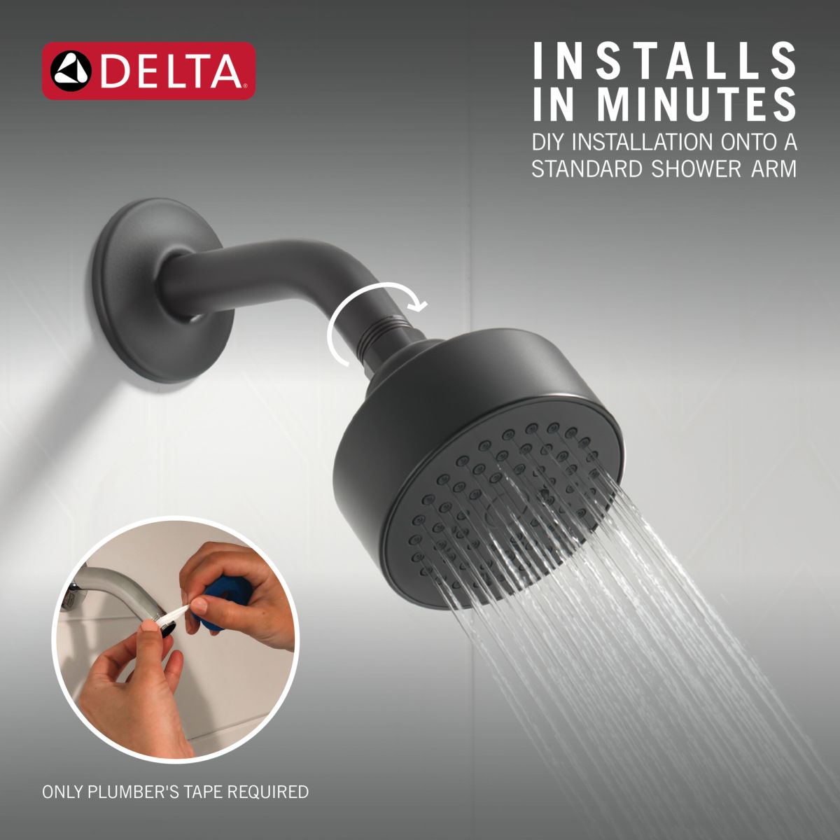DELTA Modern Round Showerhead — Matte Black