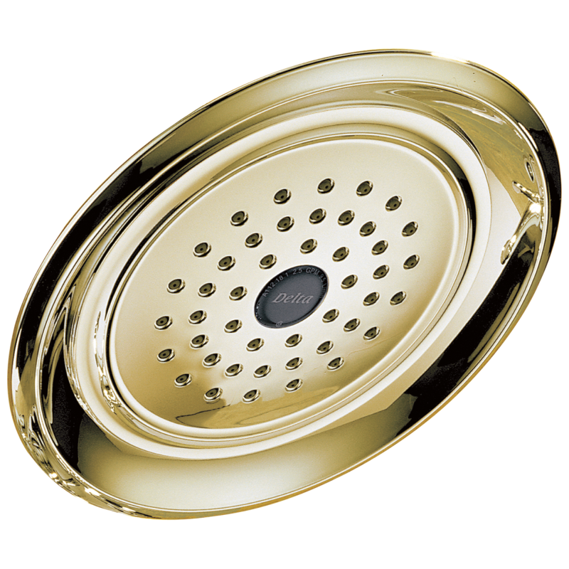 DELTA Universal Showering Components Single-Setting Raincan Shower Head — Polished Brass