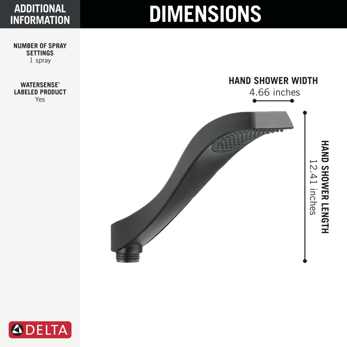 DELTA Dryden Hand Shower - Roman Tub — Matte Black